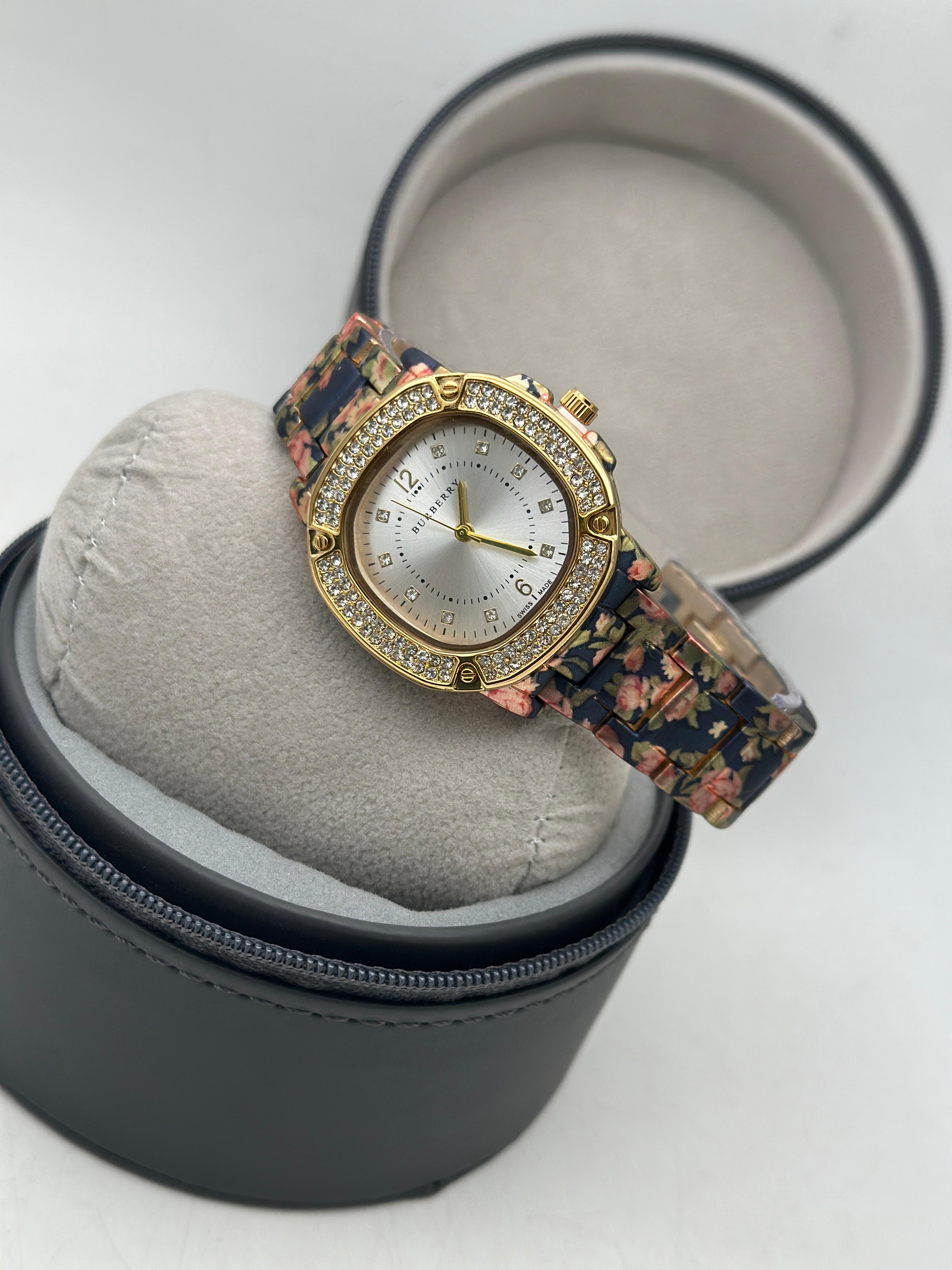 Burberry Black Flower Designer Women's Watch