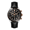 Tag Heuer Carrera Tachymeter Chronograph Black Dial Leather Belt Watch For Men's