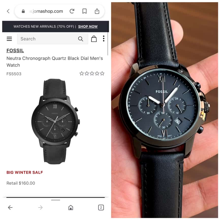 Fossil Neutra Black Dial Chronograph Leather Belt Men's Watch