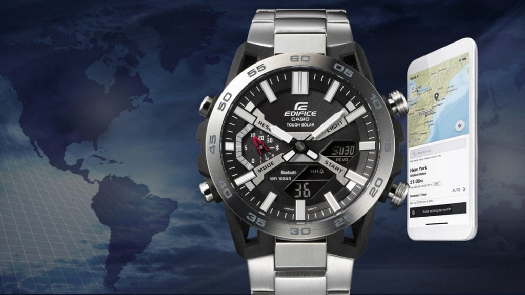 Casio Edifice Digital With Chronograph Black Dial Metal Belt Watch For Men's