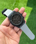 Hublot Big Bang Black Dial Chronograph Grey Silicon Belt Men's Watch