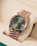 Rolex Automatic Golden Green Dial Analog Chain Metal Round Men's Watch