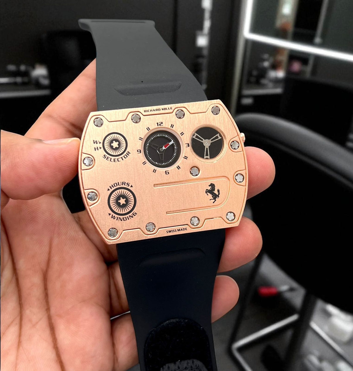 Richard Mille RM UP-01 Ferrari Ultraflat Titanium Rose Gold Dial Men's Watch