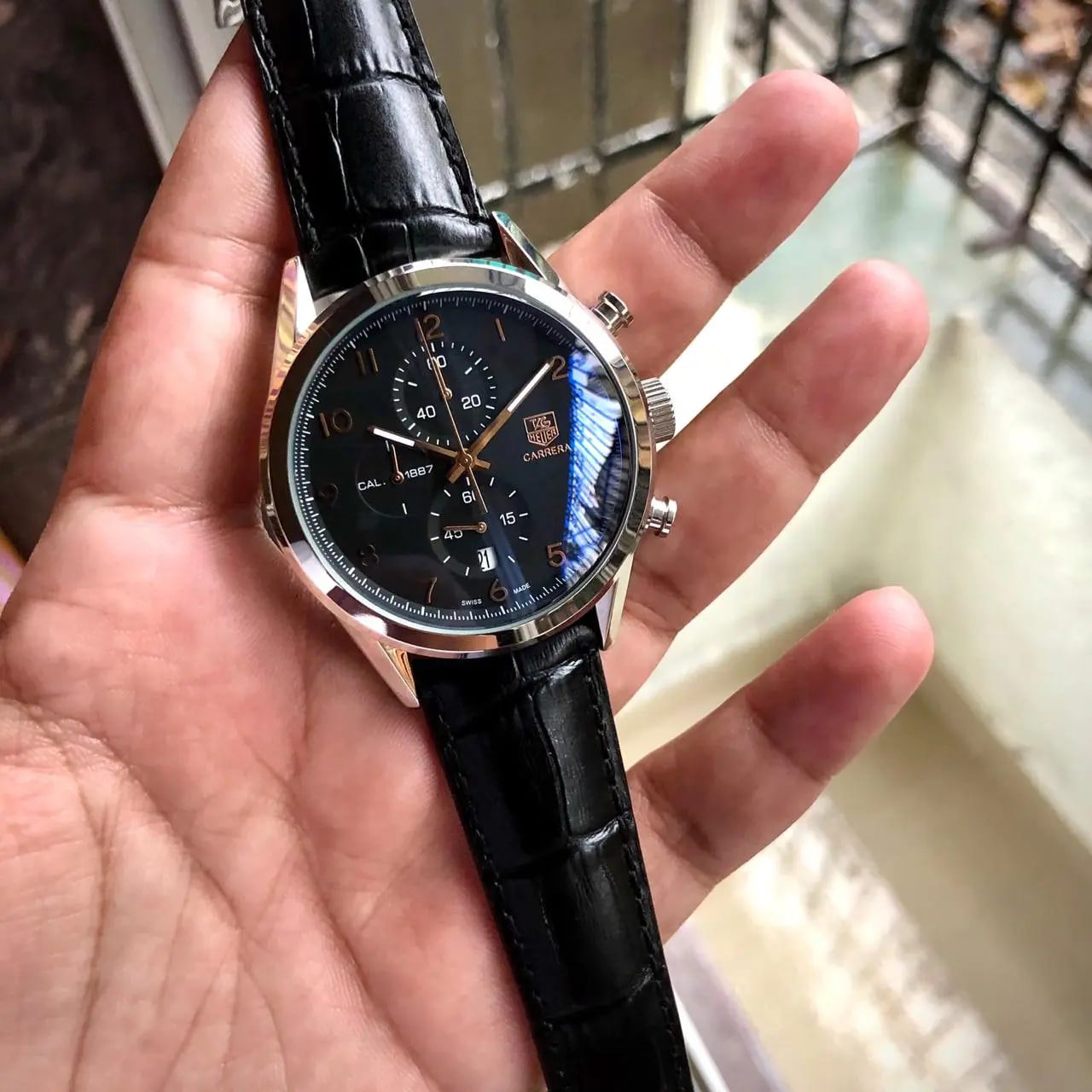 Tag Heuer Calibre 1887 Heritage Black Dial Leather Belt Men's Watch
