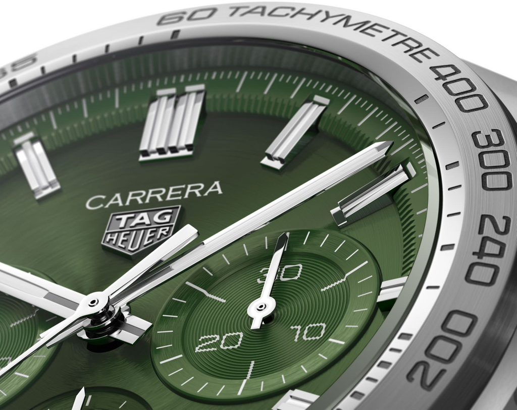 Tag Heuer Carrera Tachymeter Chronograph Green Dial Metal Belt Watch For Men's