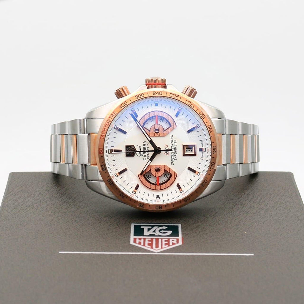 Tag Heuer Grand Carrera Calibre 17 Chronograph White Dial Metal Belt Men's Watch