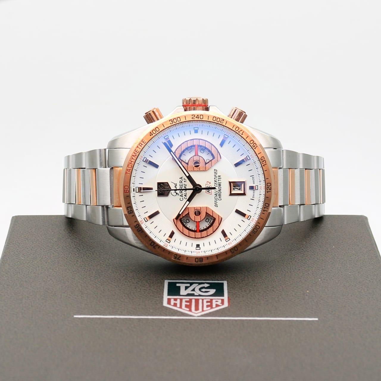 Tag Heuer Grand Carrera Calibre 17 Chronograph White Dial Metal Belt Men's Watch