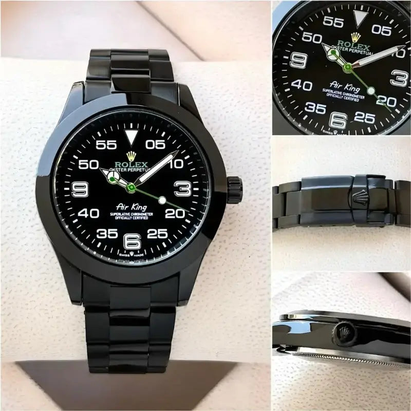 Rolex Air-King Black Dial Metal Belt Men's Watch
