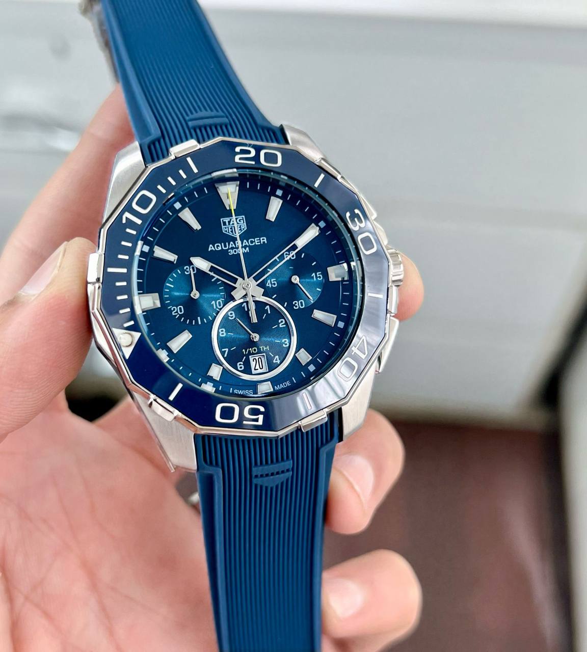 Tag Heuer Aquaracer Chronograph Blue Silicon Quartz Men's Watch
