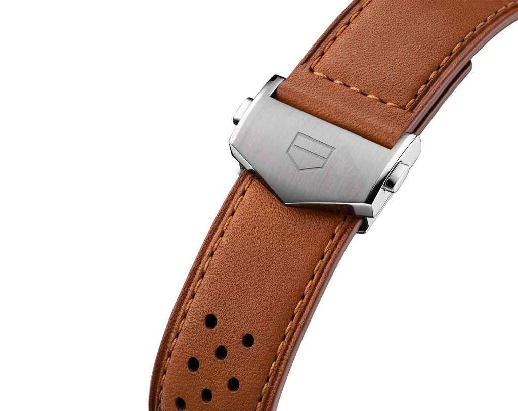 Tag Heuer Carrera Tachymeter Chronograph Blue Dial Leather Belt Watch For Men's