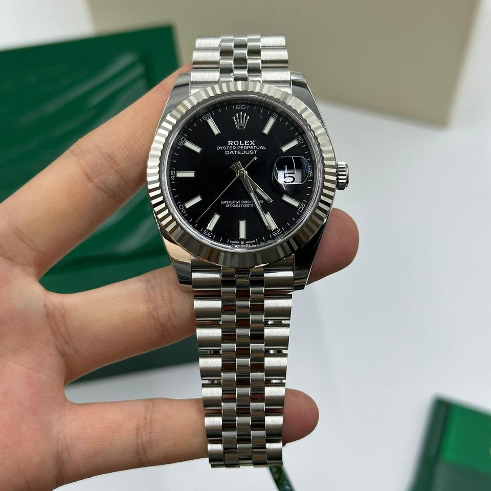 Rolex Datejust Automatic Black Dial Silver Metal Belt Watch For Men's