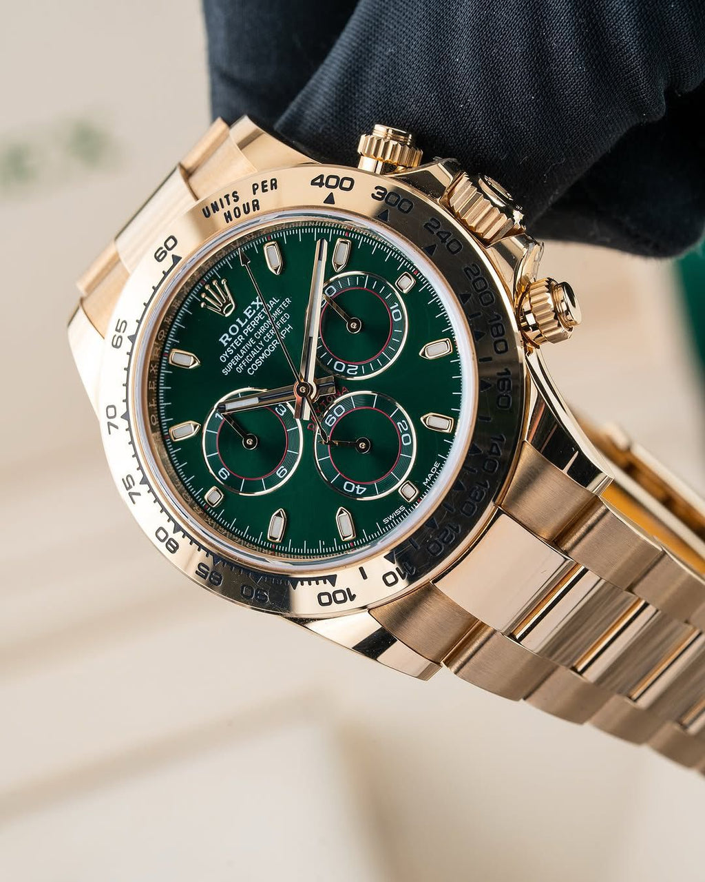 Rol ex Automatic Golden And Green Dial Analog Chronograph Round Men's Watch