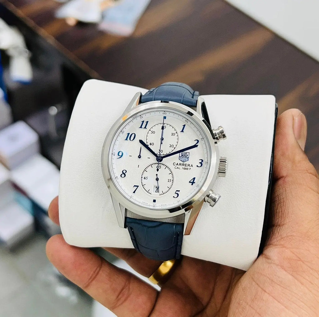 Ta-g Heu-er Calibre 1887 Heritage Blue Leather Belt Men's Watch