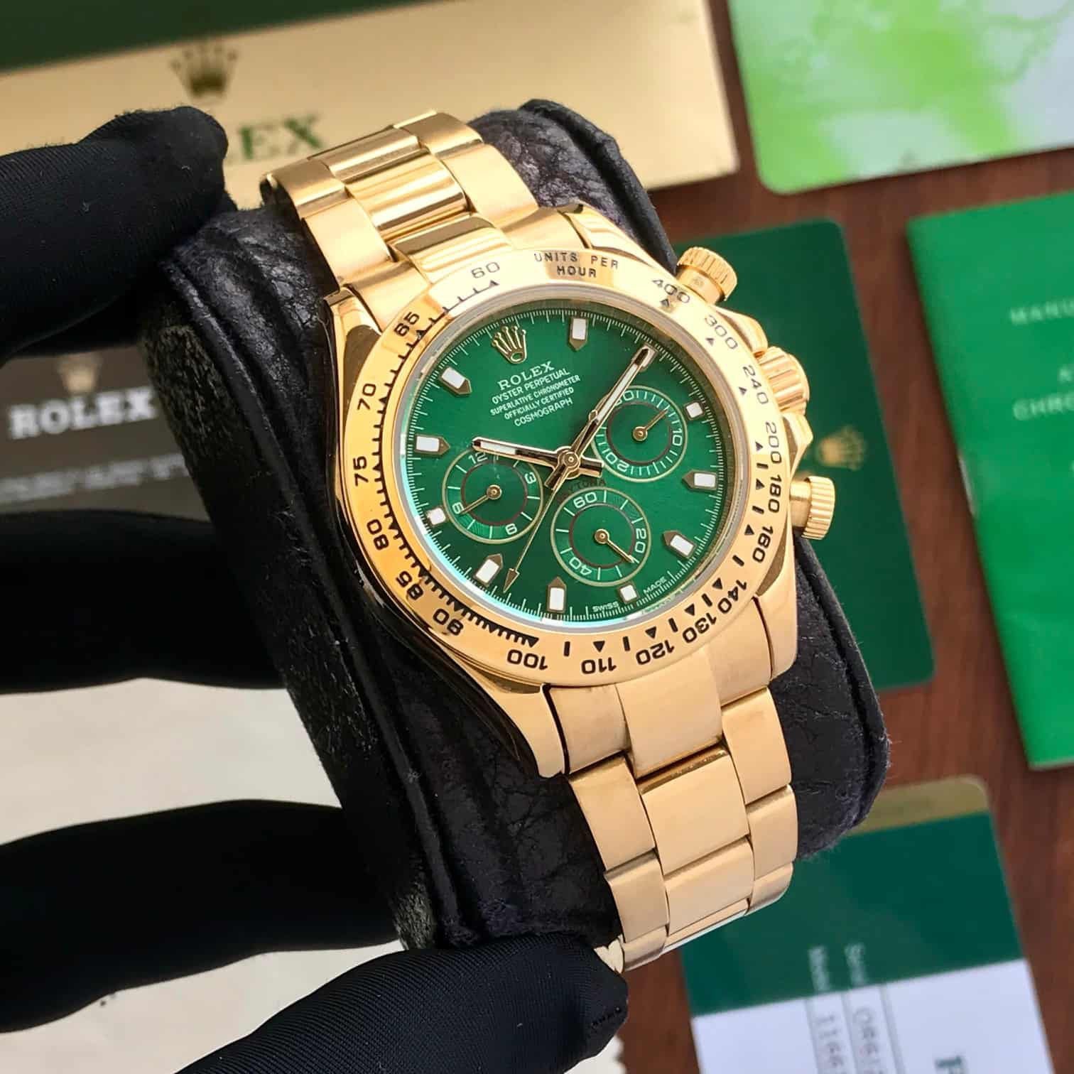 Rol ex Automatic Golden And Green Dial Analog Chronograph Round Men's Watch