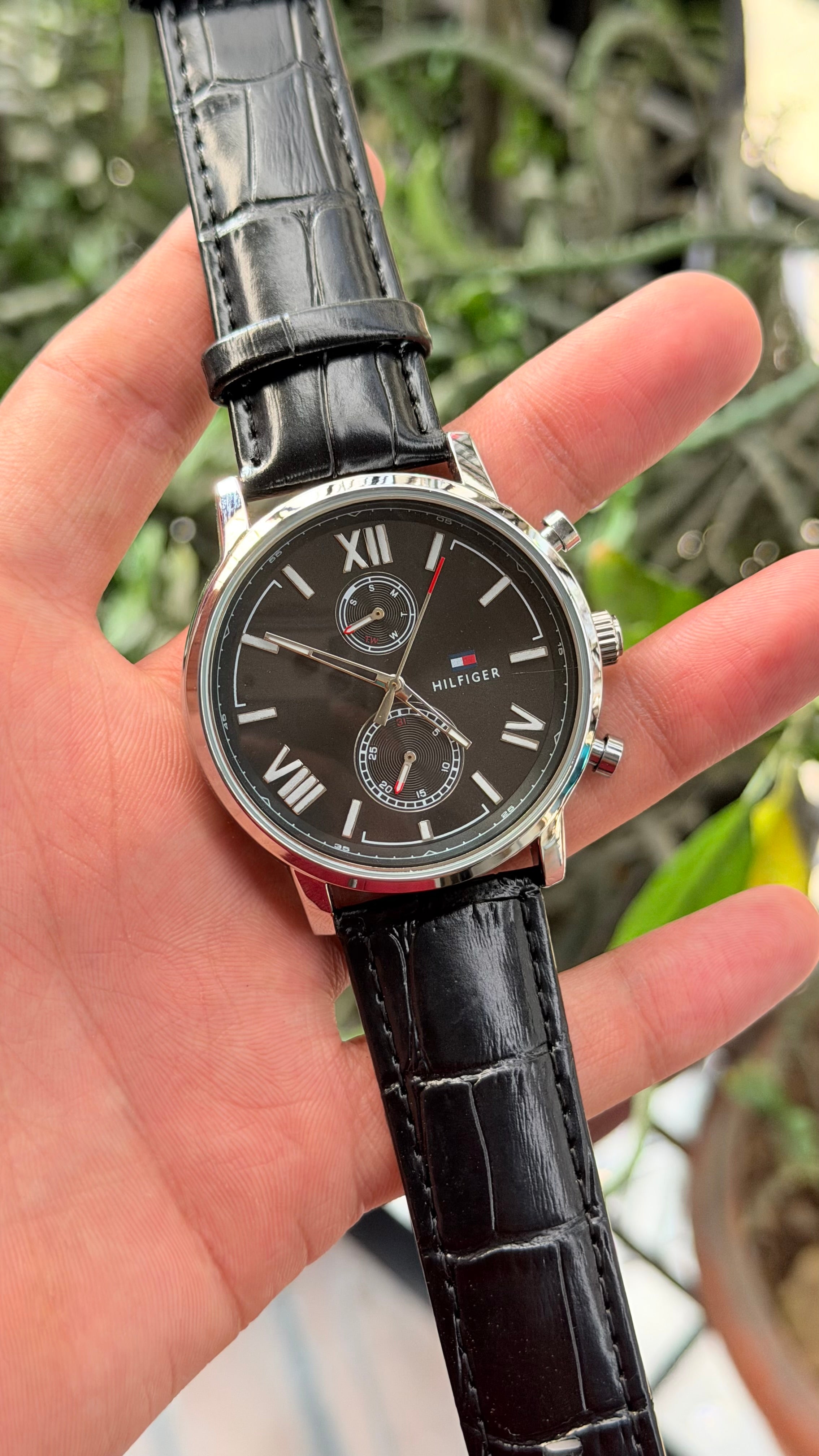 Tommy Hilfiger Quartz Leather Strap Black Dial Men’s Watch