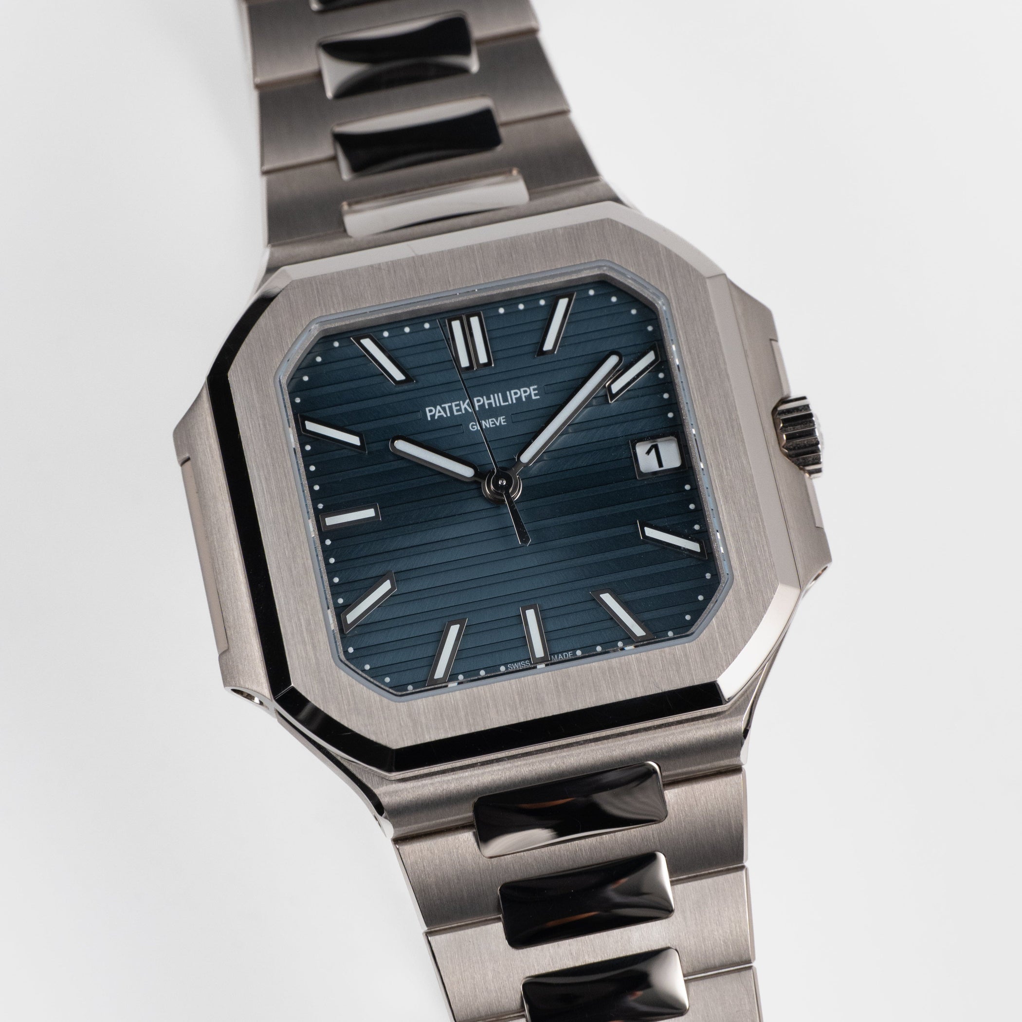 Patek Philippe Square Blue Dial Silver Metal Belt Quartz Men's Watch