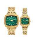 Fossil Nick Jonas Green Dial Metal Belt Couple Watch