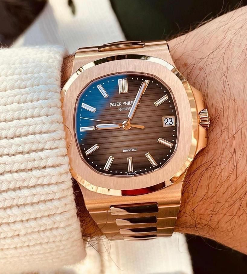 Patek Philippe Brown Dial Rose Gold Metal Belt Quartz Men's Watch