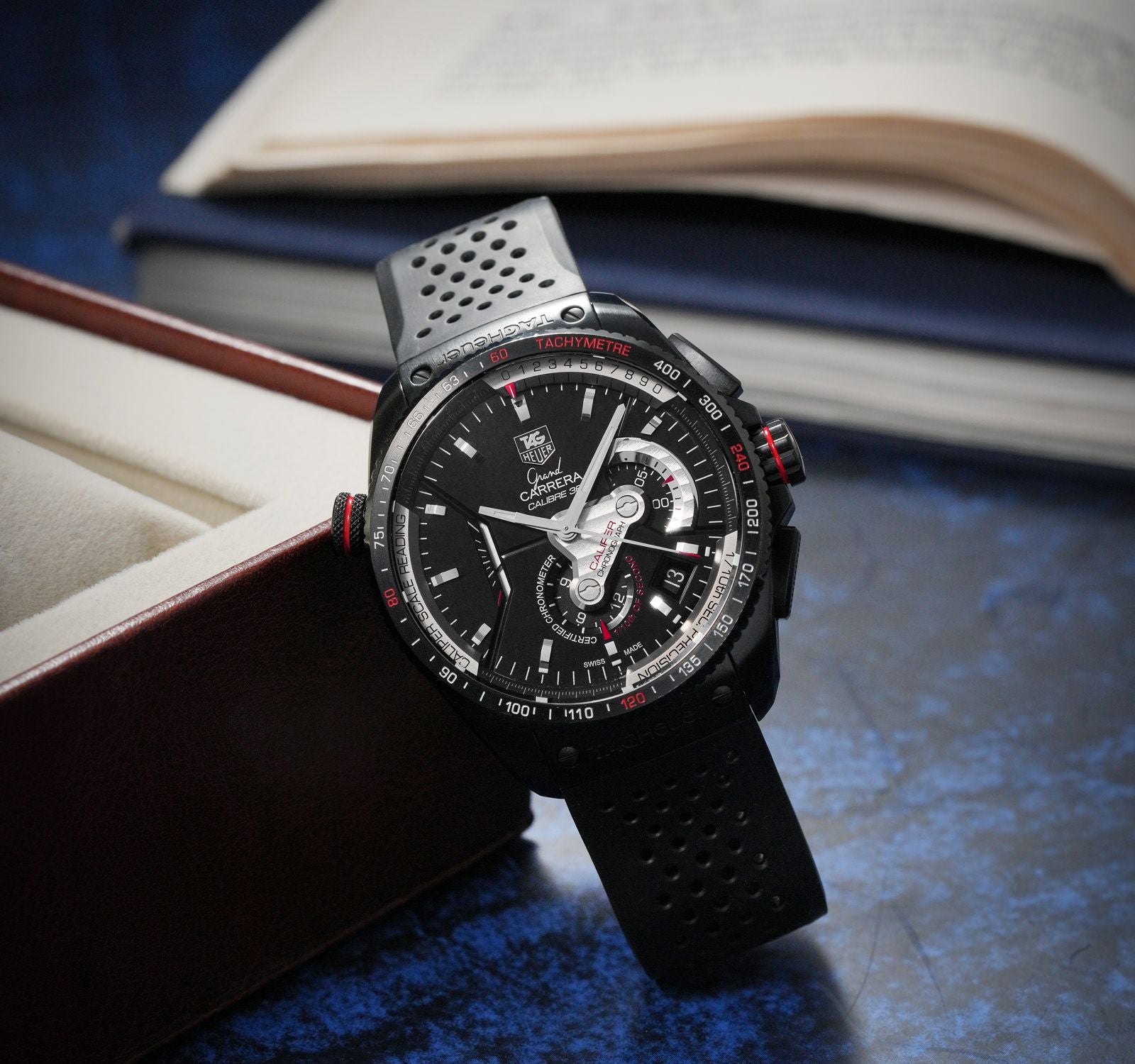 Tag Heuer Carrera Calibre 36 Chronograph Black Dial Silicon Belt Men's Watch