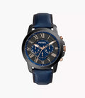 Fossil Grant Chronograph Navy Blue Leather Men's Watch