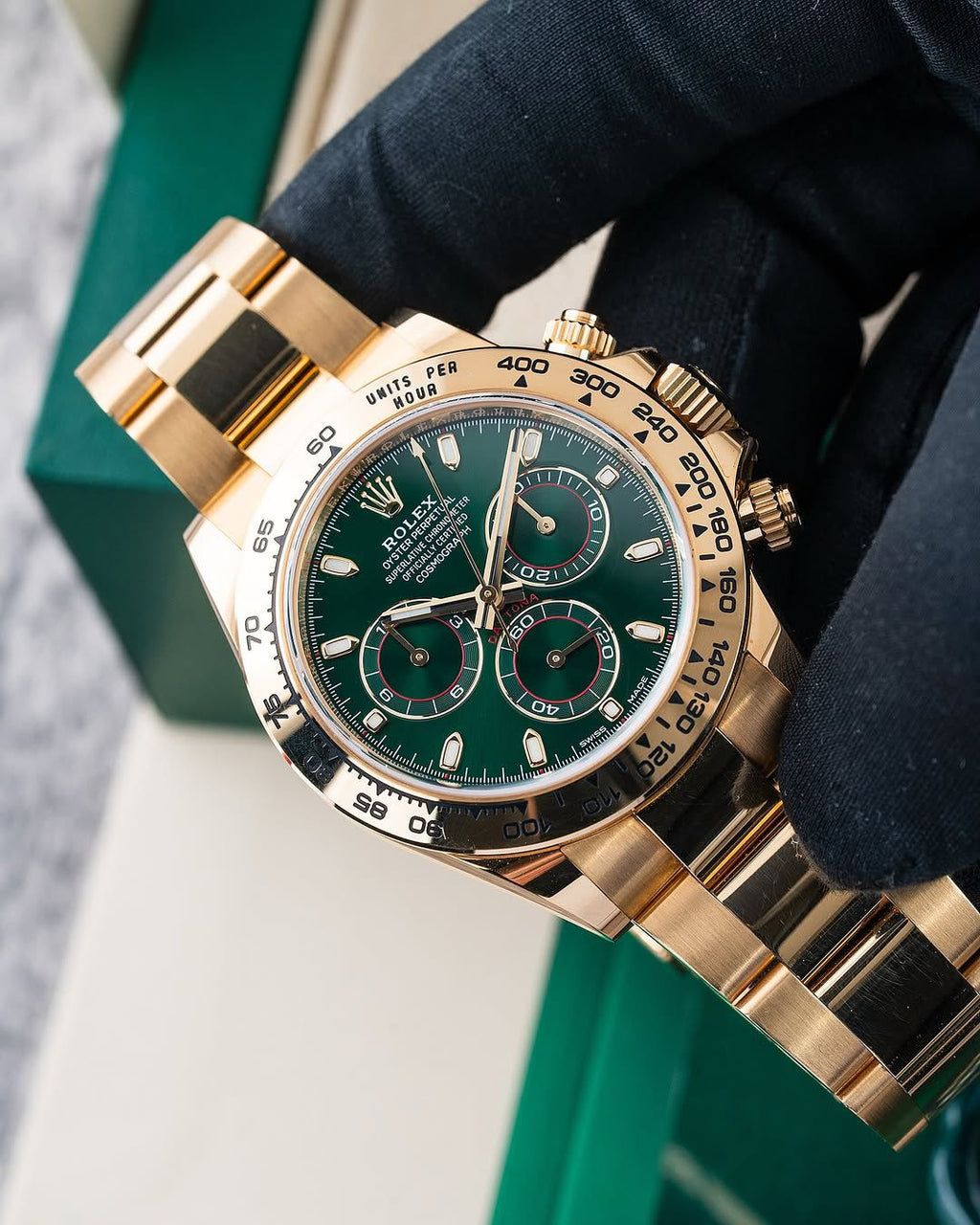 Rol ex Automatic Golden And Green Dial Analog Chronograph Round Men's Watch