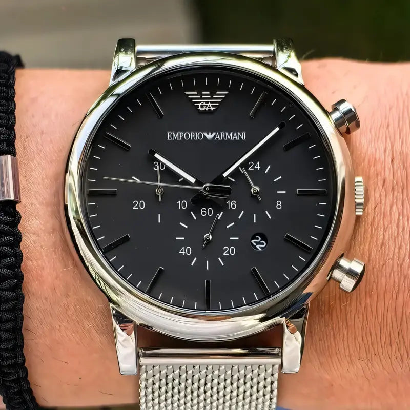 Emporio Armani AR1968 Luigi Chronograph SIlver Stainless Steel Watch for Men's