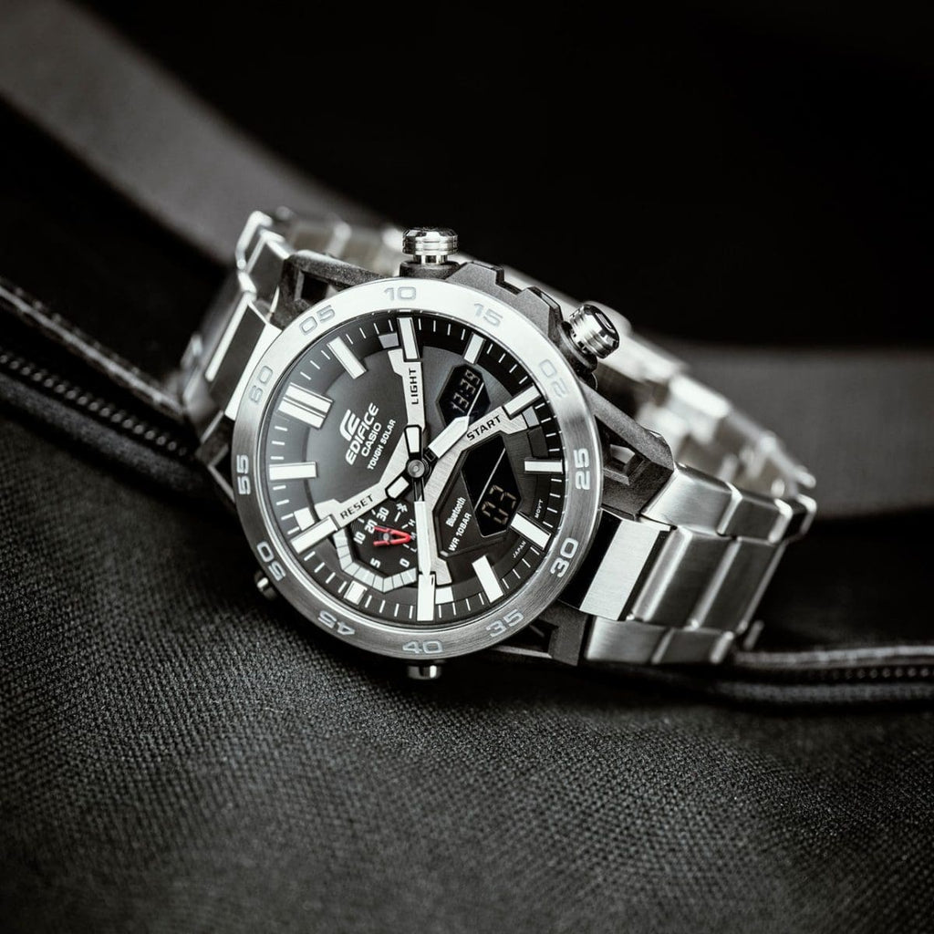 Casio Edifice Digital With Chronograph Black Dial Metal Belt Watch For Men's