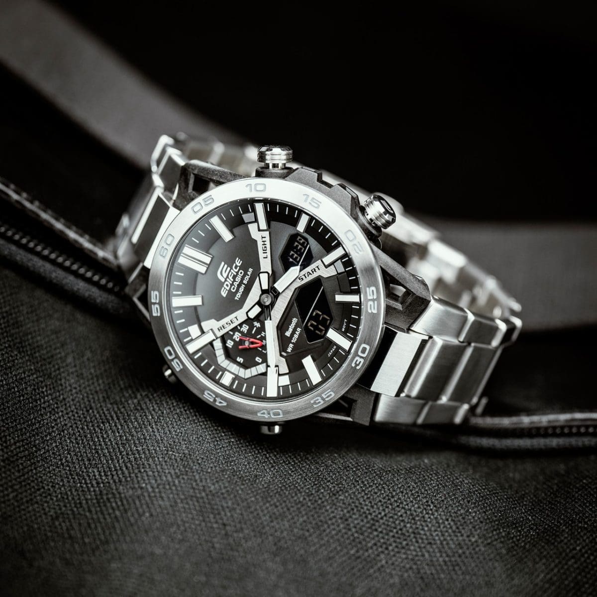 Casio Edifice Digital With Chronograph Black Dial Metal Belt Watch For Men's