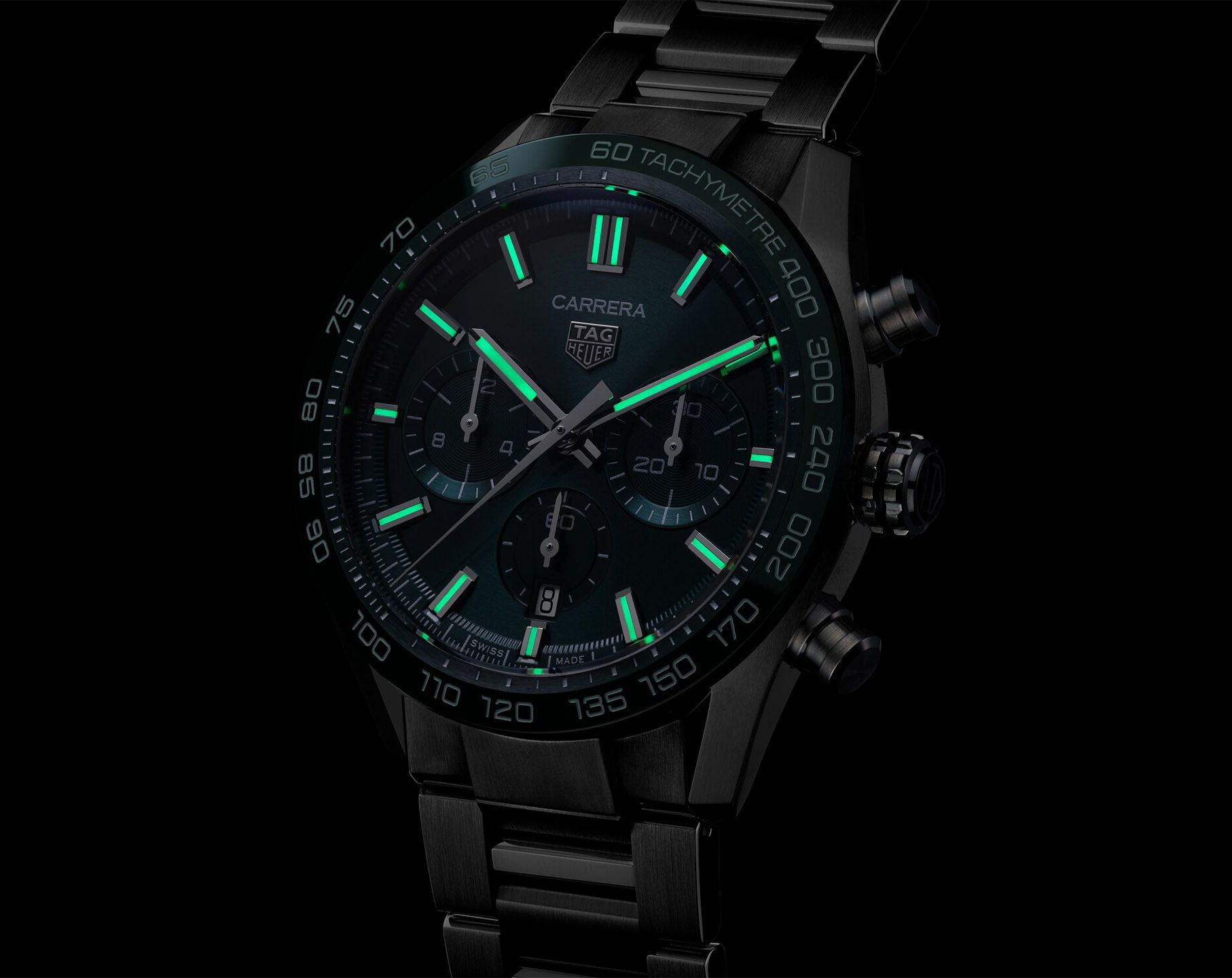 Tag Heuer Carrera Tachymeter Chronograph Rama Colour Dial Metal Belt Watch For Men's