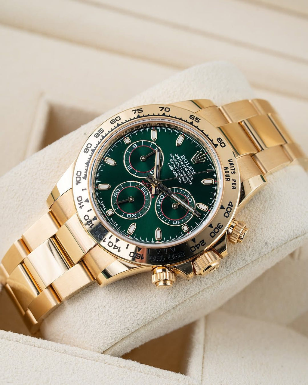 Rol ex Automatic Golden And Green Dial Analog Chronograph Round Men's Watch