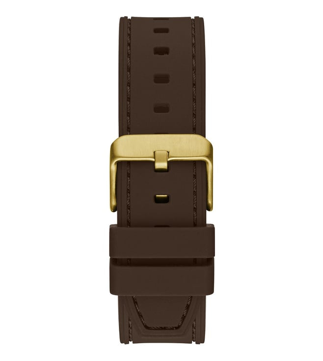 Guess Chronograph Blue Dial Brown Silicone Men's Watch