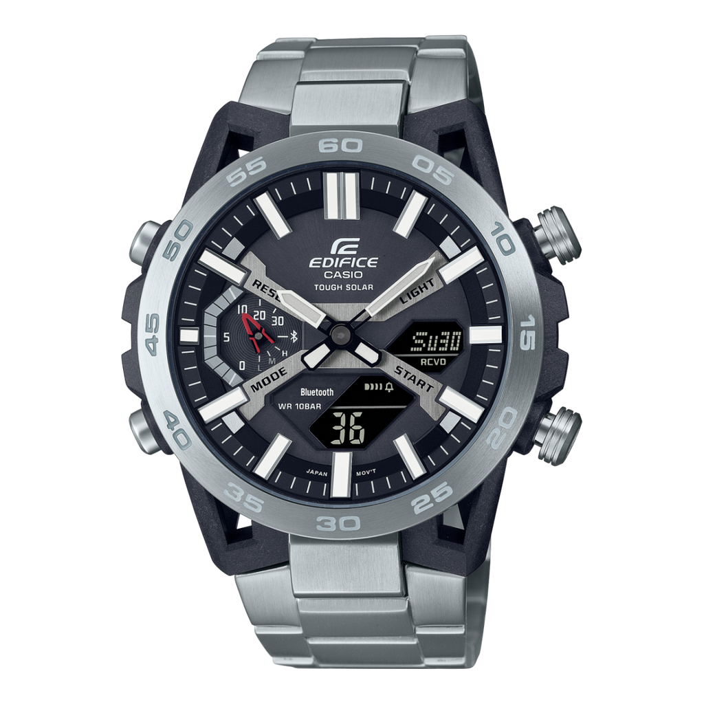Casio Edifice Digital With Chronograph Black Dial Metal Belt Watch For Men's