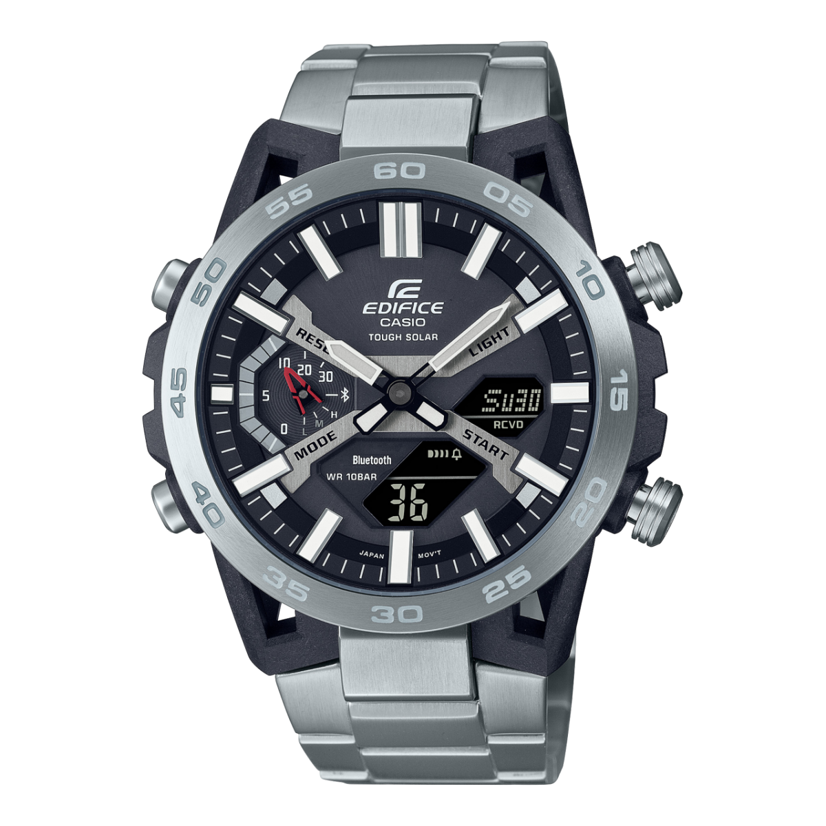 Casio Edifice Digital With Chronograph Black Dial Metal Belt Watch For Men's