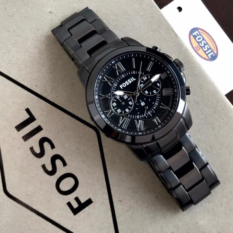 Fossil Black Dial Chronograph Metal Belt Men's Watch