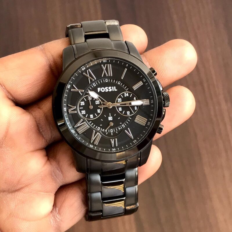 Fossil Black Dial Chronograph Metal Belt Men's Watch