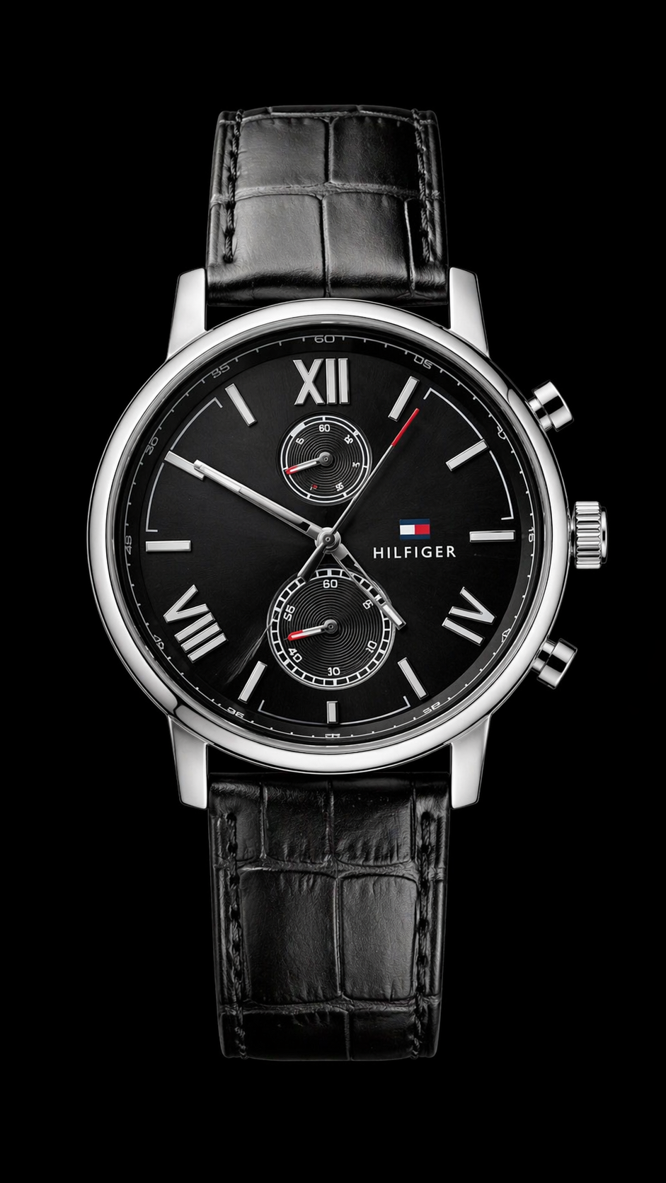 Tommy Hilfiger Quartz Leather Strap Black Dial Men’s Watch