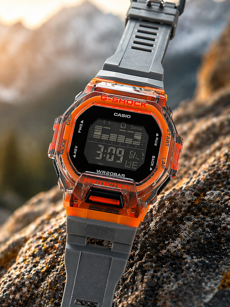 Casio G-Shock Orange Dial Resin Strap Digital Watch - For Men GBD-200SM-1A5ER