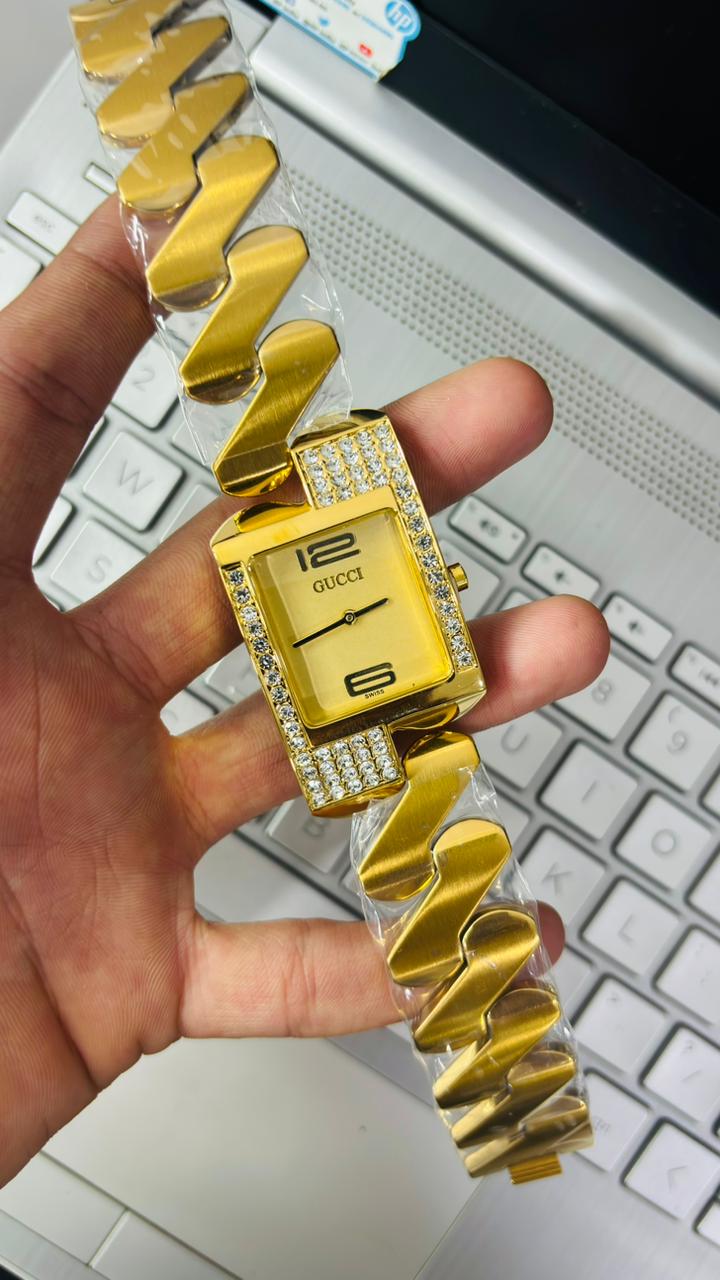 G-u-c-c-i Chemin Des Tourelles Gold Dial Watch For Men's