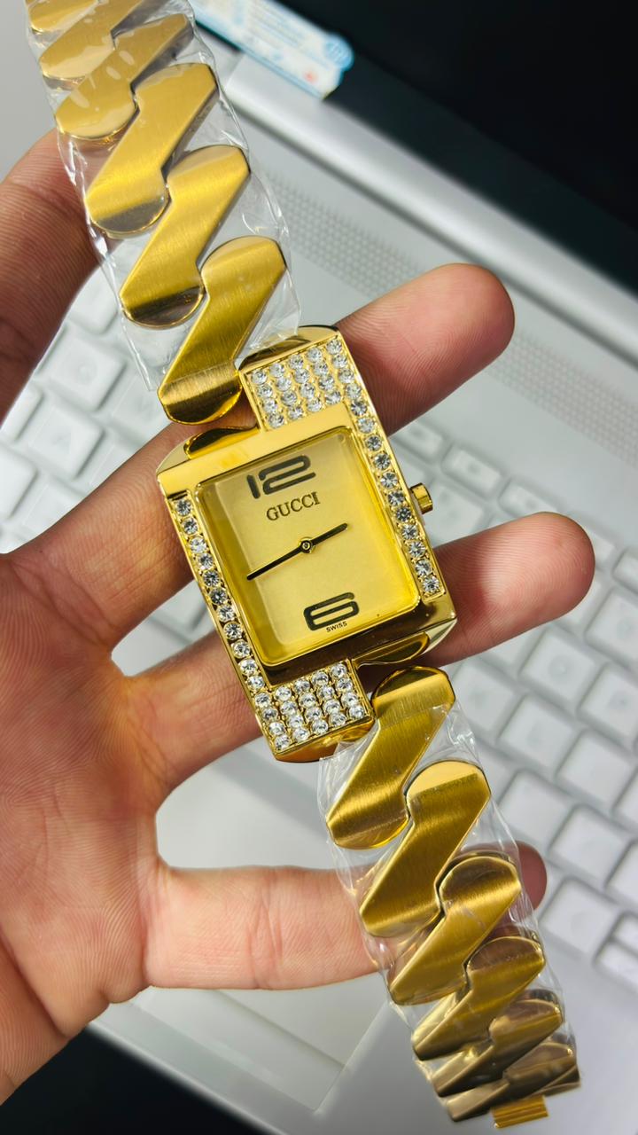 G-u-c-c-i Chemin Des Tourelles Gold Dial Watch For Men's