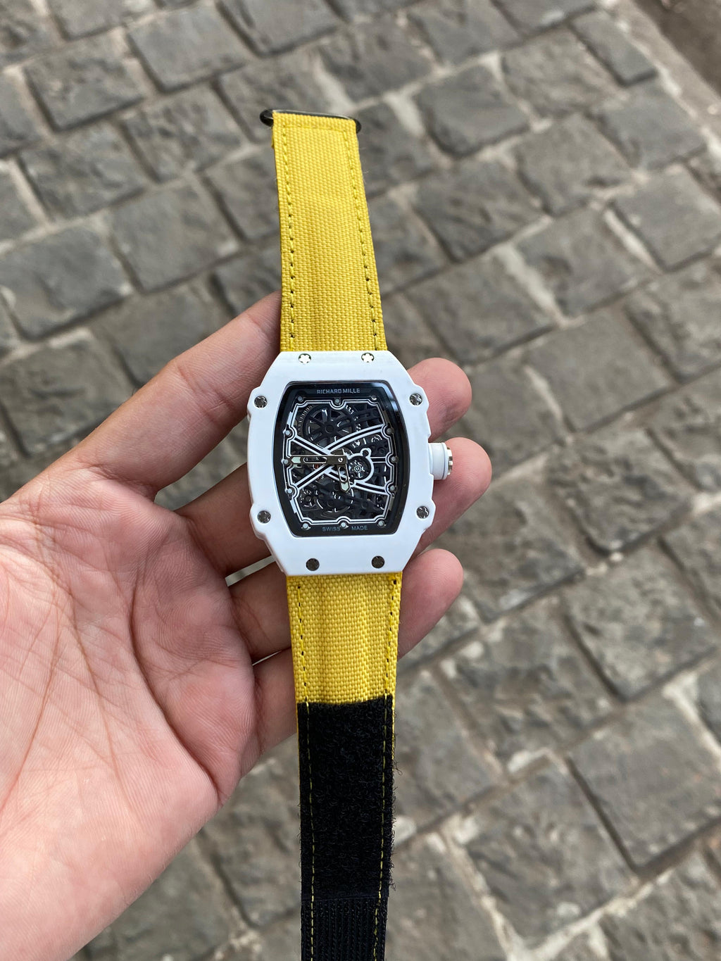 Richard Mille RM 67-02, Skeleton Black Dial Charles Leclerc Monaco Carbon Yellow Watch For Men's