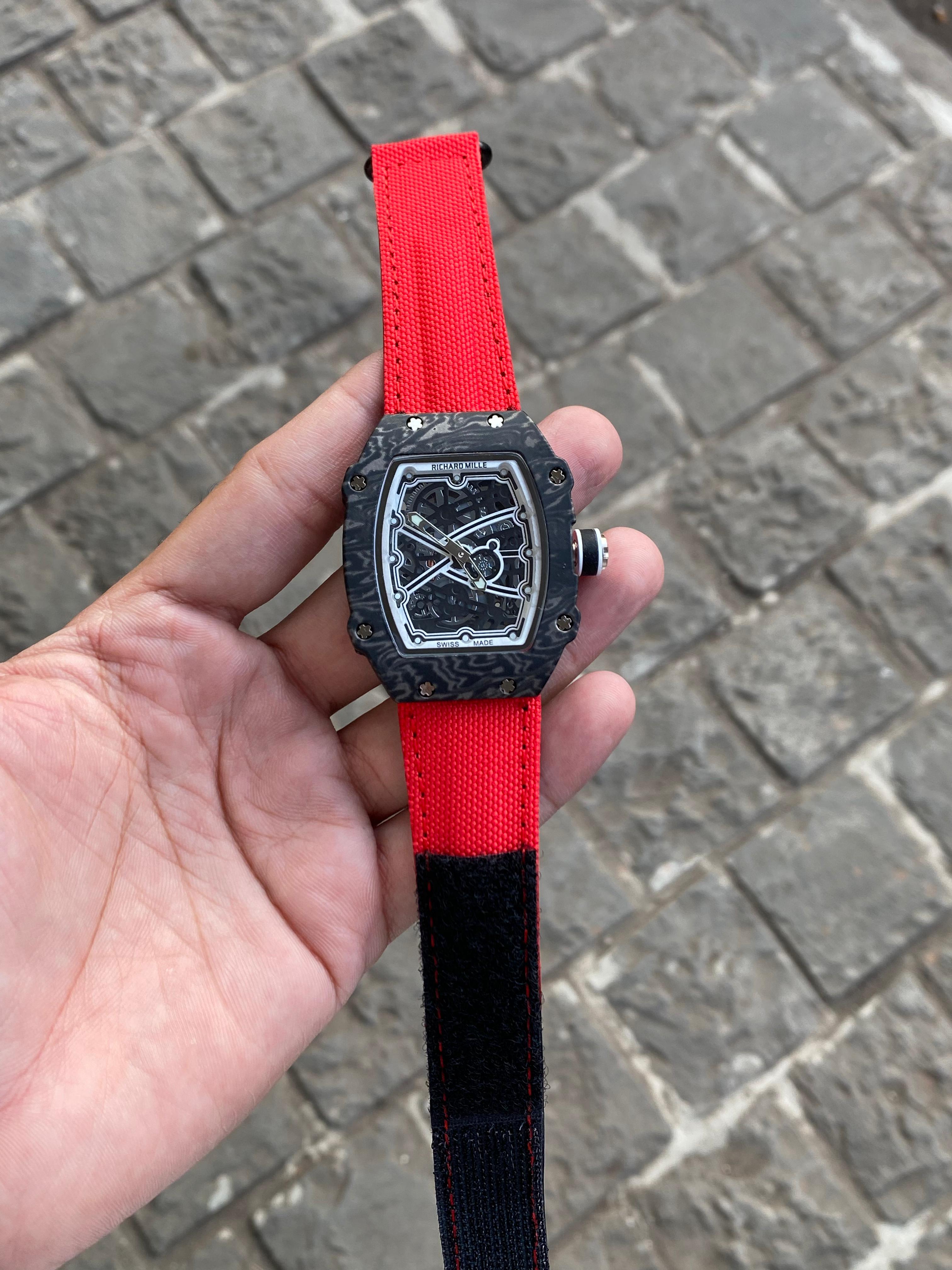 Richard Mille RM 67-02, Skeleton Dial Charles Leclerc Monaco Carbon Black And Red Watch For Men