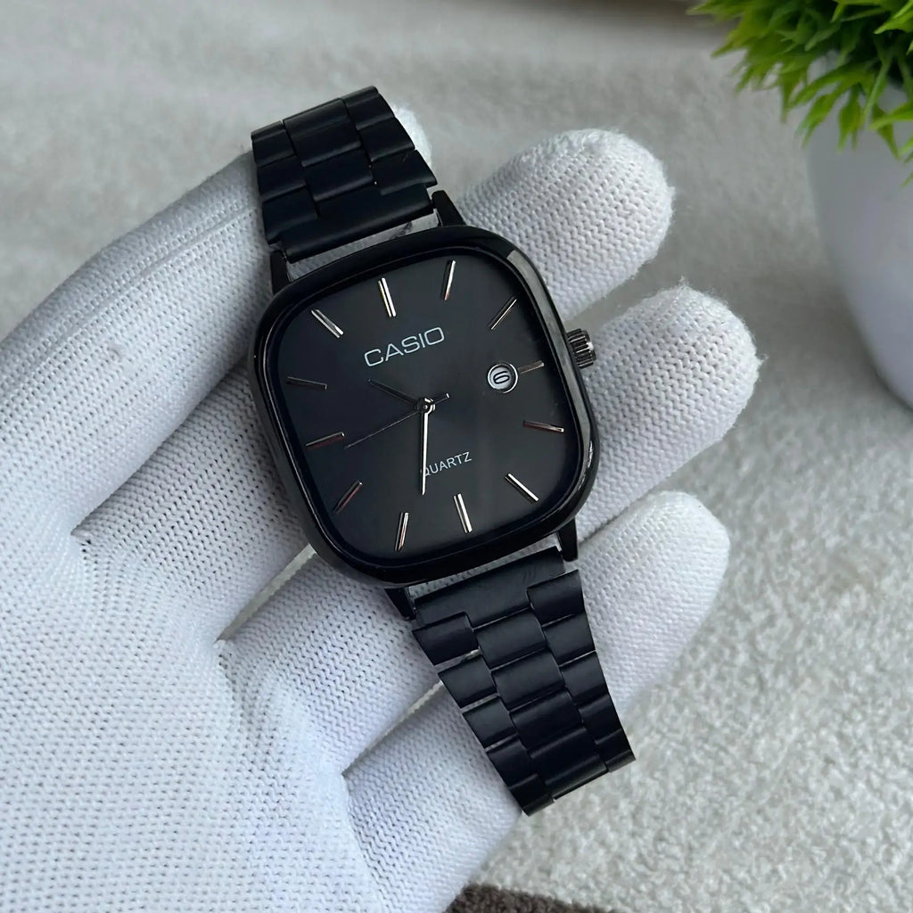 Casio Vintage Full Black Dial Quartz Watch For Unisex