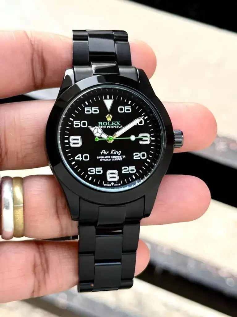 Rolex Air-King Black Dial Metal Belt Men's Watch