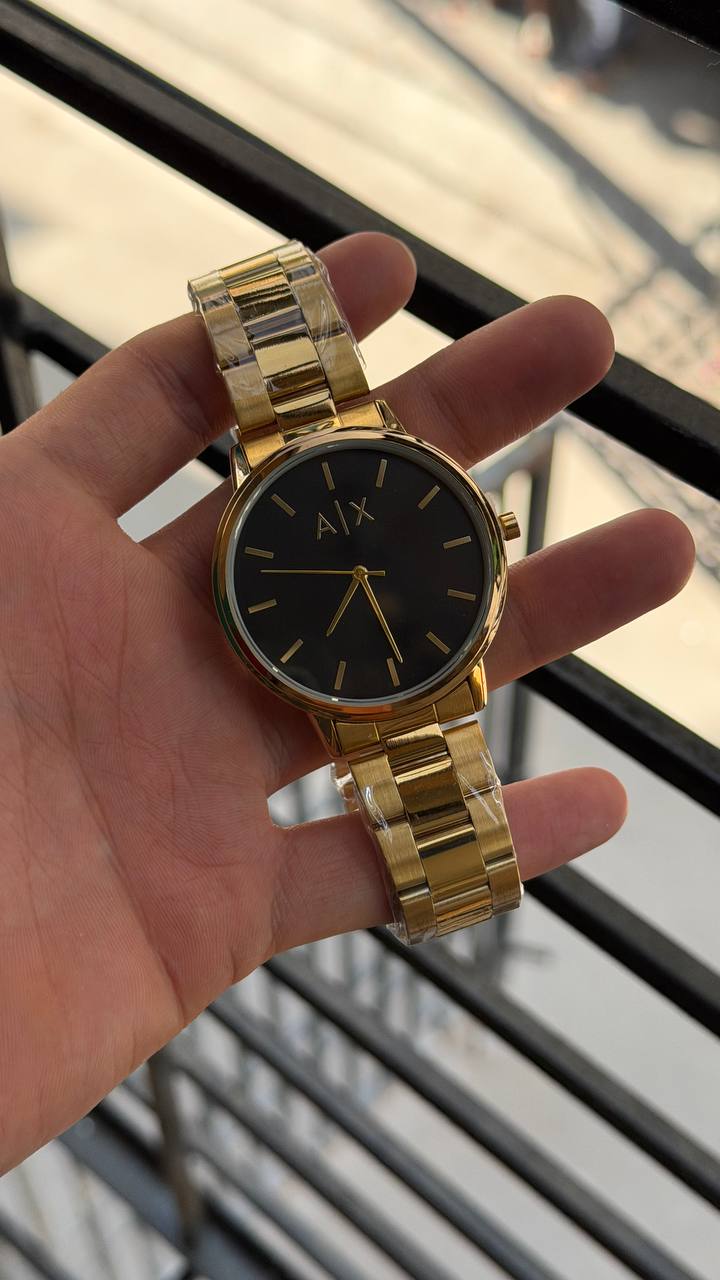 Armani Exchange Cayde AX2707 Black Dial Gold Metal Belt Men's Watch