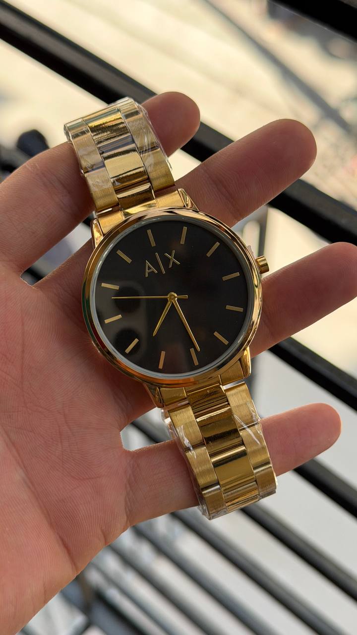 Armani Exchange Cayde AX2707 Black Dial Gold Metal Belt Men's Watch