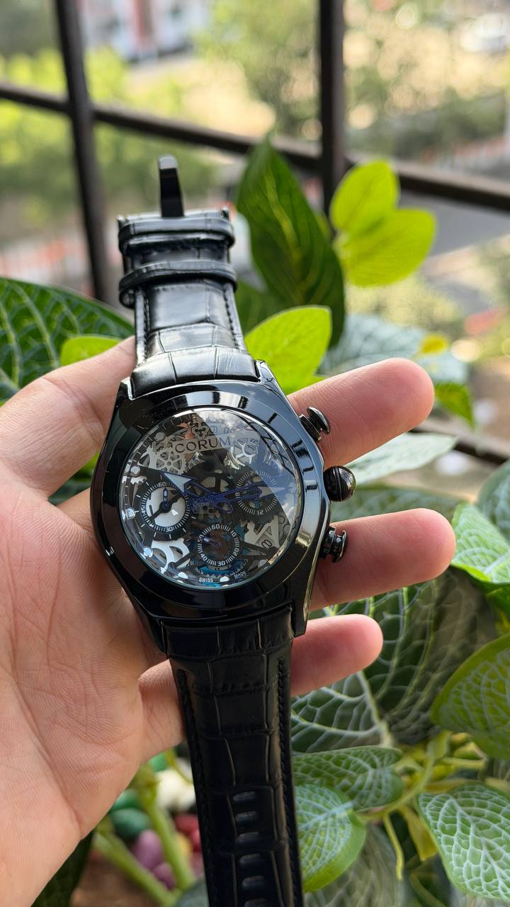 Corum Black Dial Leather Belt Men's Watch