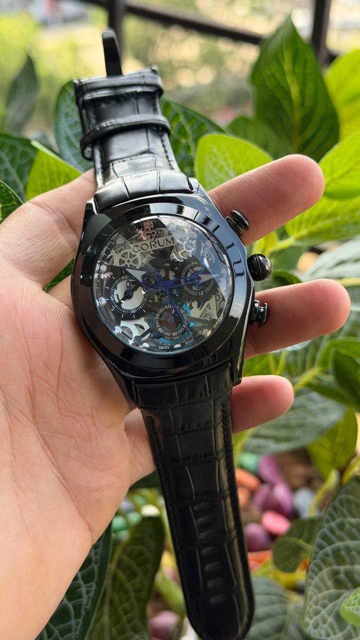 Corum Black Dial Leather Belt Men's Watch