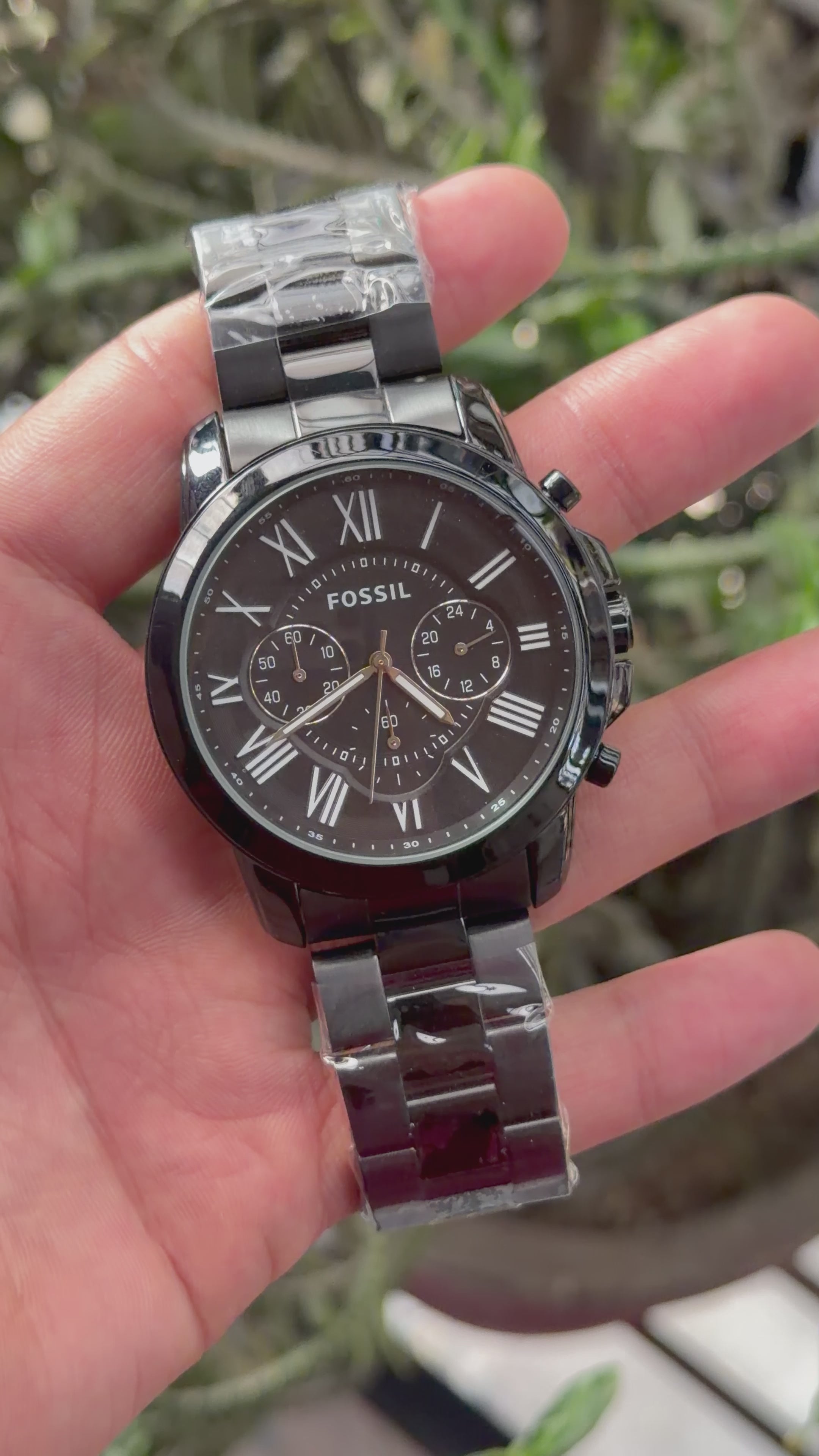 Fossil Black Dial Chronograph Metal Belt Men's Watch