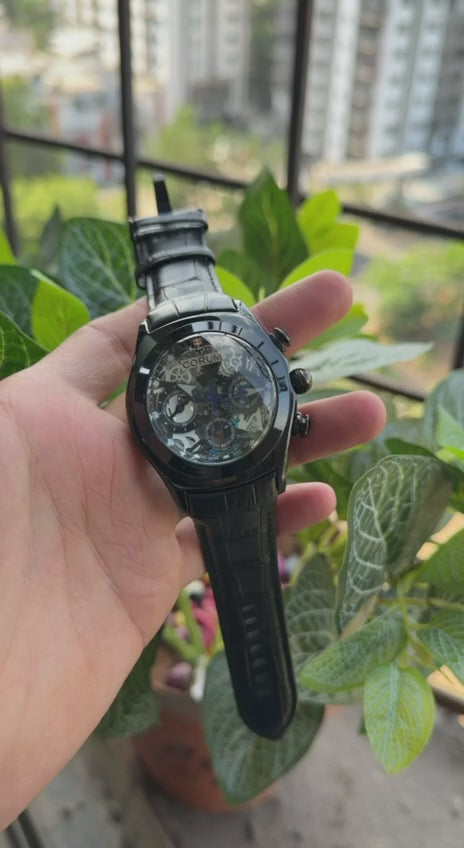 Corum Black Dial Leather Belt Men's Watch