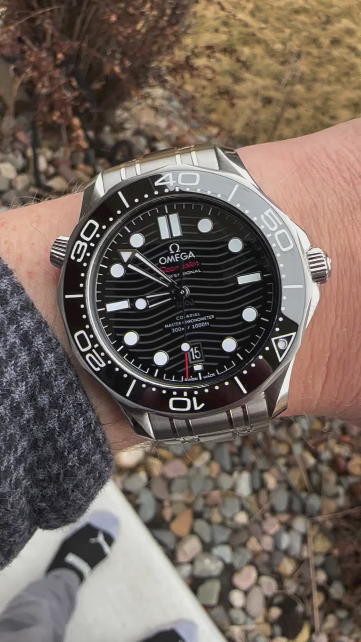 Omega Seamaster Diver 300M Black Dial Metal Belt Watch For Men's